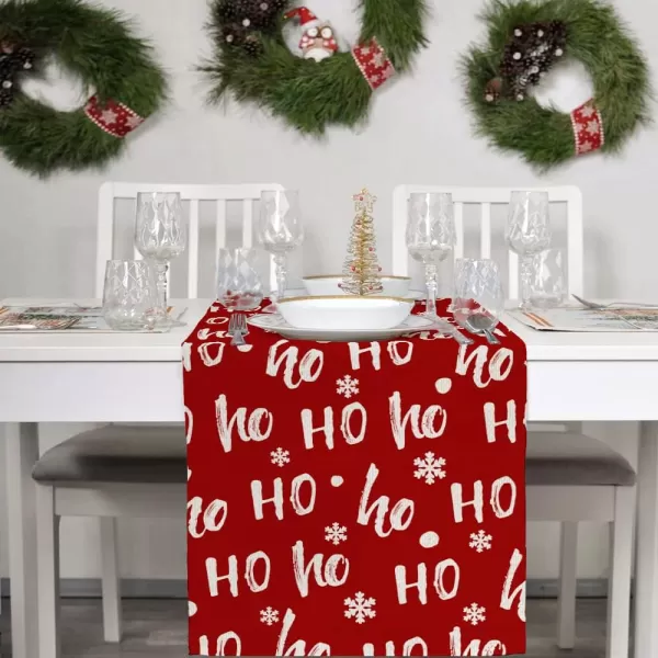 ARKENY Christmas Table Runner 13x72 InchesHO Red Winter Seasonal Burlap Farmhouse Indoor Outdoor Kitchen Dining Holiday Decoration for Home Party AT31472ARKENY Christmas Table Runner 13x72 InchesHO Red Winter Seasonal Burlap Farmhouse Indoor Outdoor Kitchen Dining Holiday Decoration for Home Party AT31472