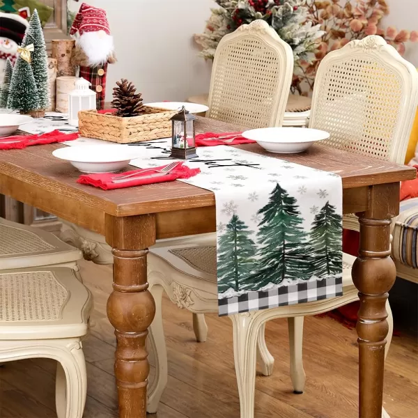 ARKENY Christmas Table Runner 13x72 InchesMerry Bright Snowflake Tree Winter Seasonal Burlap Grey Farmhouse Indoor Kitchen Dining Table Holiday Decoration for Home Party AT47272Buffalo Plaid Table Runner  13X72