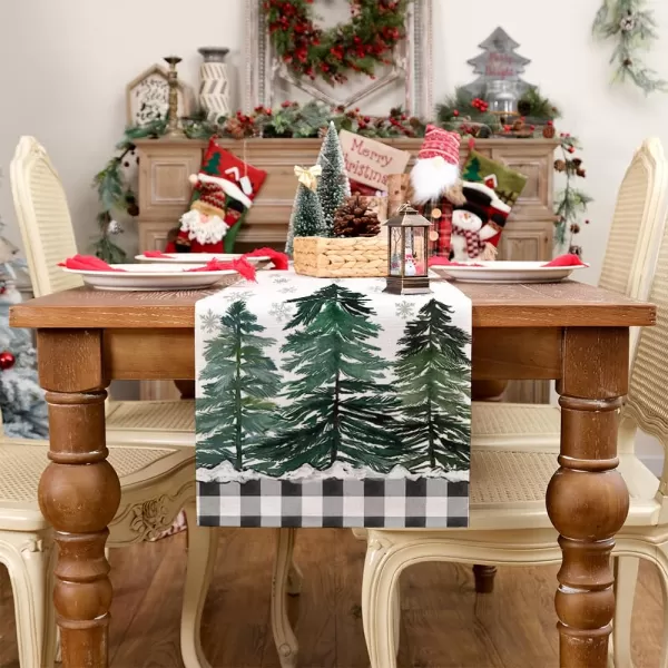 ARKENY Christmas Table Runner 13x72 InchesMerry Bright Snowflake Tree Winter Seasonal Burlap Grey Farmhouse Indoor Kitchen Dining Table Holiday Decoration for Home Party AT47272Buffalo Plaid Table Runner  13X72