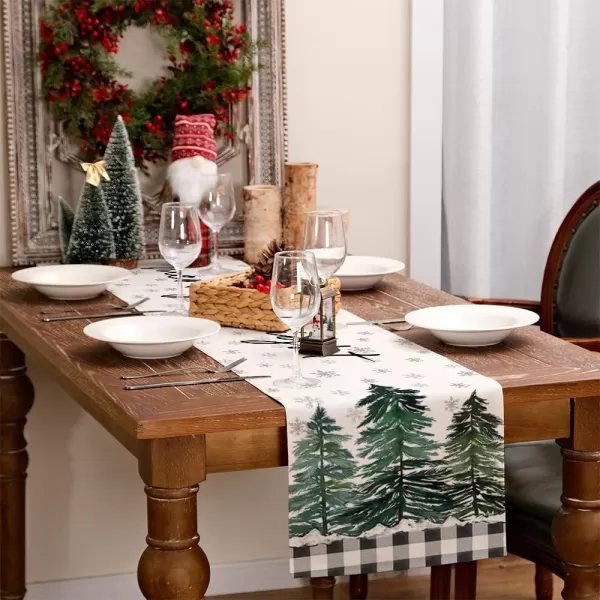 ARKENY Christmas Table Runner 13x72 InchesMerry Bright Snowflake Tree Winter Seasonal Burlap Grey Farmhouse Indoor Kitchen Dining Table Holiday Decoration for Home Party AT47272Buffalo Plaid Table Runner  13X72