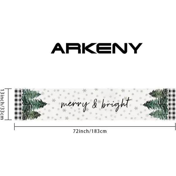 ARKENY Christmas Table Runner 13x72 InchesMerry Bright Snowflake Tree Winter Seasonal Burlap Grey Farmhouse Indoor Kitchen Dining Table Holiday Decoration for Home Party AT47272Buffalo Plaid Table Runner  13X72