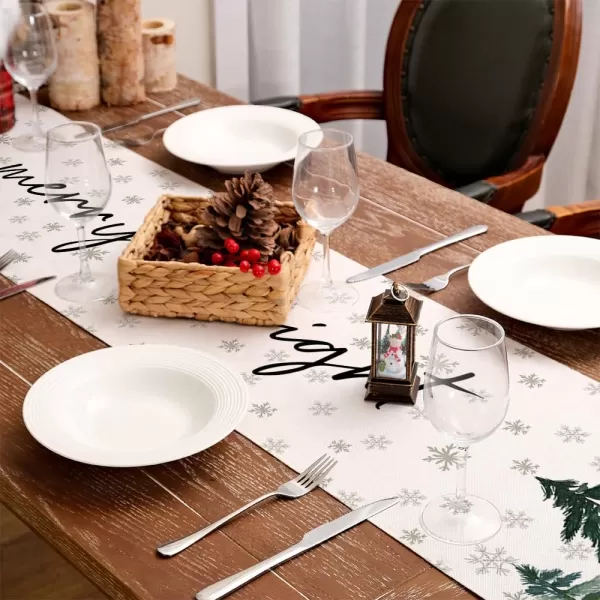 ARKENY Christmas Table Runner 13x72 InchesMerry Bright Snowflake Tree Winter Seasonal Burlap Grey Farmhouse Indoor Kitchen Dining Table Holiday Decoration for Home Party AT47272Buffalo Plaid Table Runner  13X72