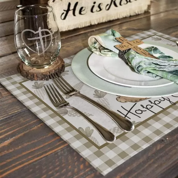 ARKENY Easter Carrots Bunny Buffalo Plaid Placemats 12X18 Inches Set of 4Rabbit Home Dining Indoor Spring Holiday Farmhouse Tabletop Decor AP237placemats 12X18