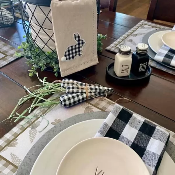 ARKENY Easter Carrots Bunny Buffalo Plaid Placemats 12X18 Inches Set of 4Rabbit Home Dining Indoor Spring Holiday Farmhouse Tabletop Decor AP237placemats 12X18