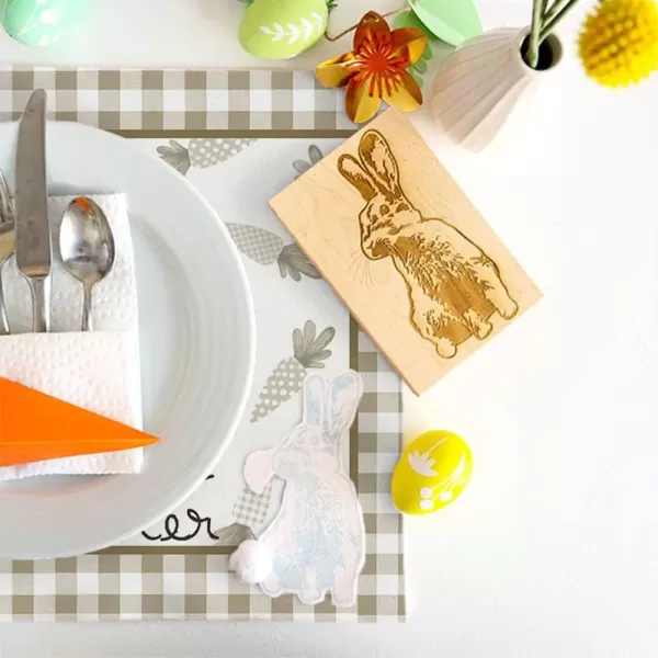 ARKENY Easter Carrots Bunny Buffalo Plaid Placemats 12X18 Inches Set of 4Rabbit Home Dining Indoor Spring Holiday Farmhouse Tabletop Decor AP237placemats 12X18