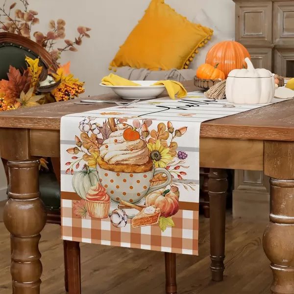 ARKENY Fall Table Runner 13x72 InchesDessert LeavesThanksgiving Seasonal Burlap Farmhouse Orange Plaid Gray Stripe Indoor Outdoor Autumn Table Runner for HomeARKENY Fall Table Runner 13x72 InchesDessert LeavesThanksgiving Seasonal Burlap Farmhouse Orange Plaid Gray Stripe Indoor Outdoor Autumn Table Runner for Home