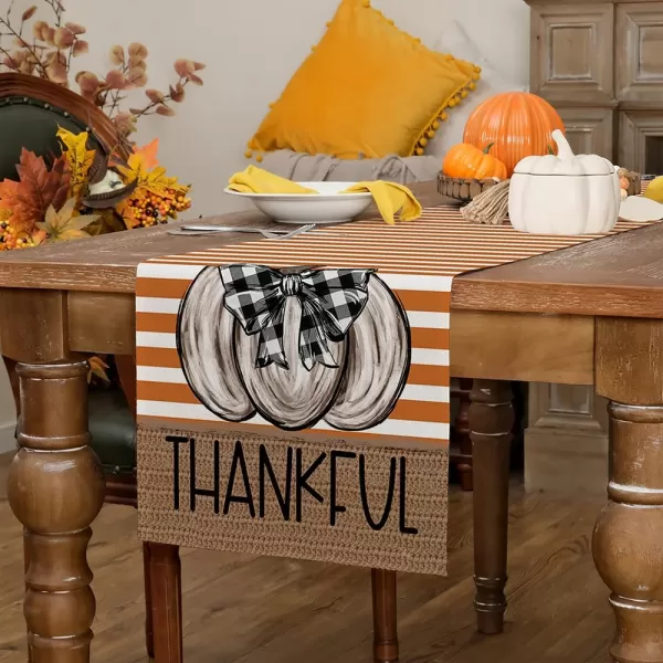 ARKENY Fall Table Runner 13x72 InchesPumpkins Thanksgiving Seasonal Thankful Burlap Farmhouse Orange Stripe Indoor Outdoor Autumn Table Runner for HomeARKENY Fall Table Runner 13x72 InchesPumpkins Thanksgiving Seasonal Thankful Burlap Farmhouse Orange Stripe Indoor Outdoor Autumn Table Runner for Home