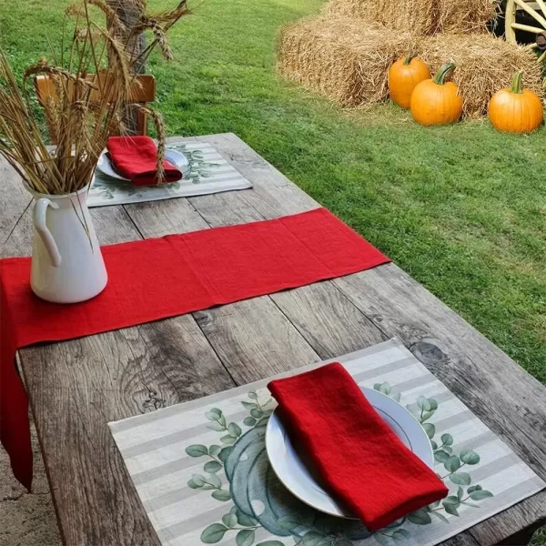 ARKENY Fall Thanksgiving Blue Pumpkin Polk Dots Leaf Placemats 12x18 Inches Set of 4Seasonal Burlap Stripe Farmhouse Indoor Kitchen Dining Table Decoration for Home Party AP17918placemats 12X18 inch