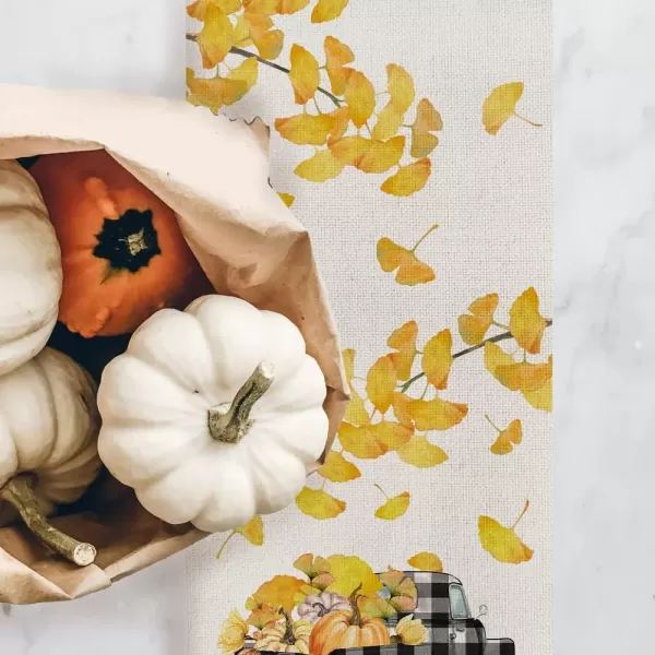 ARKENY Fall Thanksgiving Ginkgo Leaf Check Truck Pumpkin Table Runner 13x72 InchesSeasonal Burlap Farmhouse Indoor Kitchen Dining Table Decoration for Home Party AT25272ARKENY Fall Thanksgiving Ginkgo Leaf Check Truck Pumpkin Table Runner 13x72 InchesSeasonal Burlap Farmhouse Indoor Kitchen Dining Table Decoration for Home Party AT25272