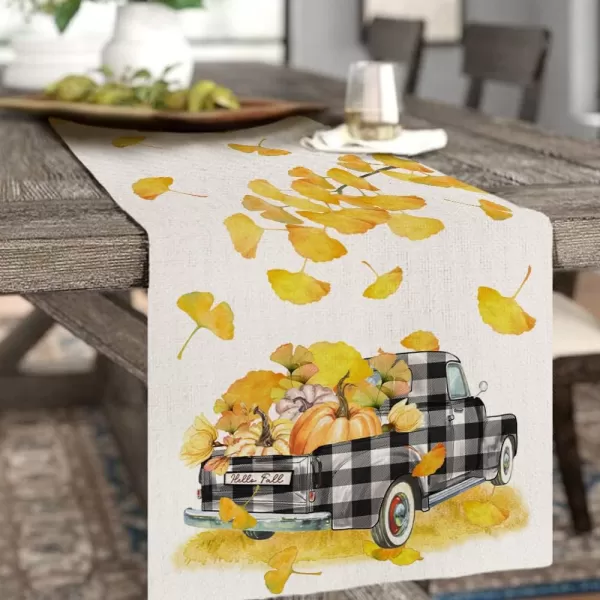ARKENY Fall Thanksgiving Ginkgo Leaf Check Truck Pumpkin Table Runner 13x72 InchesSeasonal Burlap Farmhouse Indoor Kitchen Dining Table Decoration for Home Party AT25272ARKENY Fall Thanksgiving Ginkgo Leaf Check Truck Pumpkin Table Runner 13x72 InchesSeasonal Burlap Farmhouse Indoor Kitchen Dining Table Decoration for Home Party AT25272