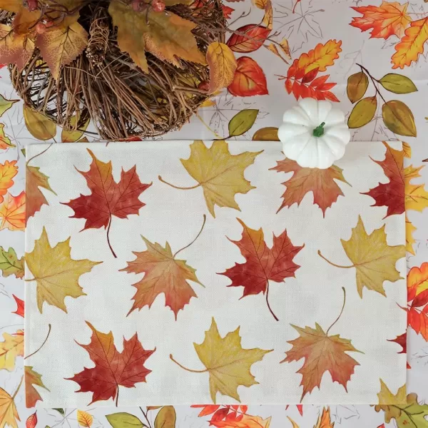 ARKENY Fall Thanksgiving Maple Leaves Table Runner 13x72 InchesSeasonal Burlap Farmhouse Indoor Autumn Table Runner for HomeMulticolor Placemats Set of 4  12X18