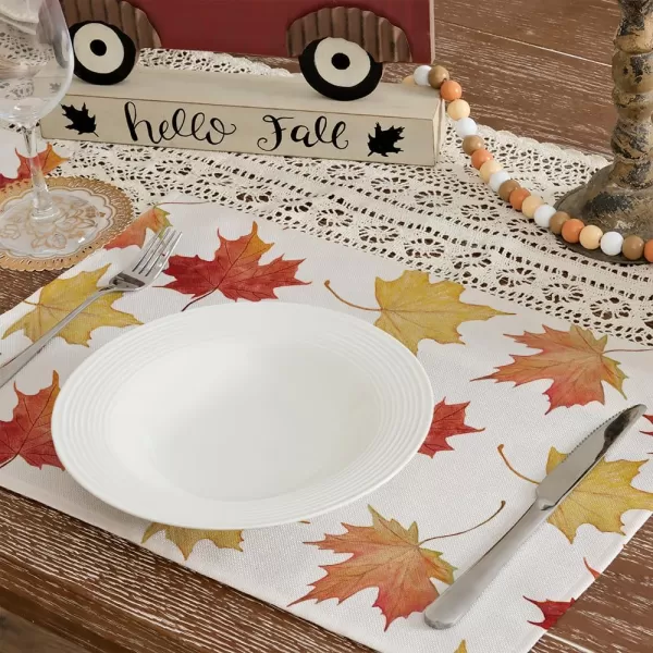 ARKENY Fall Thanksgiving Maple Leaves Table Runner 13x72 InchesSeasonal Burlap Farmhouse Indoor Autumn Table Runner for HomeMulticolor Placemats Set of 4  12X18