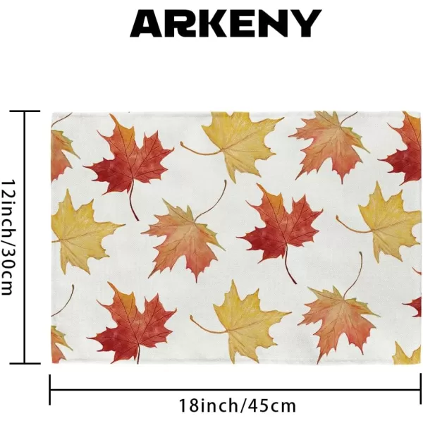 ARKENY Fall Thanksgiving Maple Leaves Table Runner 13x72 InchesSeasonal Burlap Farmhouse Indoor Autumn Table Runner for HomeMulticolor Placemats Set of 4  12X18