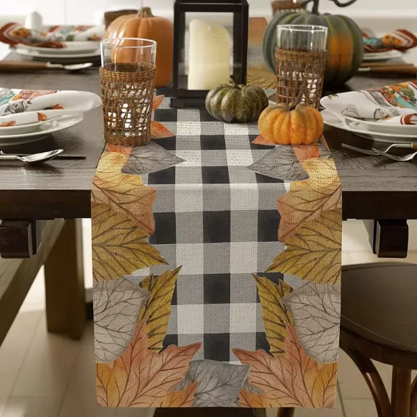 ARKENY Fall Thanksgiving Orange Green Leaf Table Runner 13x72 InchesSeasonal Burlap Buffalo Plaid Farmhouse Indoor Kitchen Dining Table Decoration for Home Party AT00472ARKENY Fall Thanksgiving Orange Green Leaf Table Runner 13x72 InchesSeasonal Burlap Buffalo Plaid Farmhouse Indoor Kitchen Dining Table Decoration for Home Party AT00472