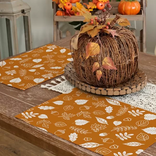 ARKENY Fall Thanksgiving Placemats 12x18 Inches Set of 4Leaves Acorn Seasonal Burlap Orange Farmhouse Indoor Kitchen Dining Table Autumn Decorations for Home Party AP45118ARKENY Fall Thanksgiving Placemats 12x18 Inches Set of 4Leaves Acorn Seasonal Burlap Orange Farmhouse Indoor Kitchen Dining Table Autumn Decorations for Home Party AP45118