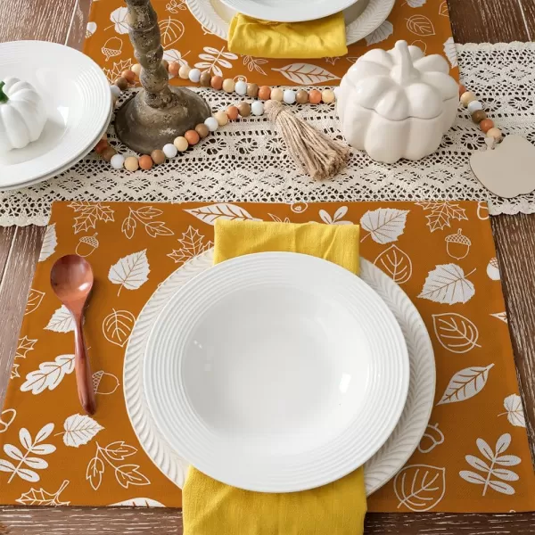 ARKENY Fall Thanksgiving Placemats 12x18 Inches Set of 4Leaves Acorn Seasonal Burlap Orange Farmhouse Indoor Kitchen Dining Table Autumn Decorations for Home Party AP45118ARKENY Fall Thanksgiving Placemats 12x18 Inches Set of 4Leaves Acorn Seasonal Burlap Orange Farmhouse Indoor Kitchen Dining Table Autumn Decorations for Home Party AP45118