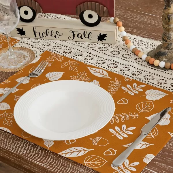 ARKENY Fall Thanksgiving Placemats 12x18 Inches Set of 4Leaves Acorn Seasonal Burlap Orange Farmhouse Indoor Kitchen Dining Table Autumn Decorations for Home Party AP45118ARKENY Fall Thanksgiving Placemats 12x18 Inches Set of 4Leaves Acorn Seasonal Burlap Orange Farmhouse Indoor Kitchen Dining Table Autumn Decorations for Home Party AP45118