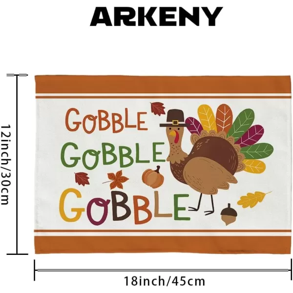 ARKENY Fall Thanksgiving Placemats 12x18 Inches Set of 4Turkey Gobble Seasonal Burlap Colorful Farmhouse Indoor Kitchen Dining Table Autumn Decorations for Home Party AP45018Multicolor Placemats Set of 4  12X18
