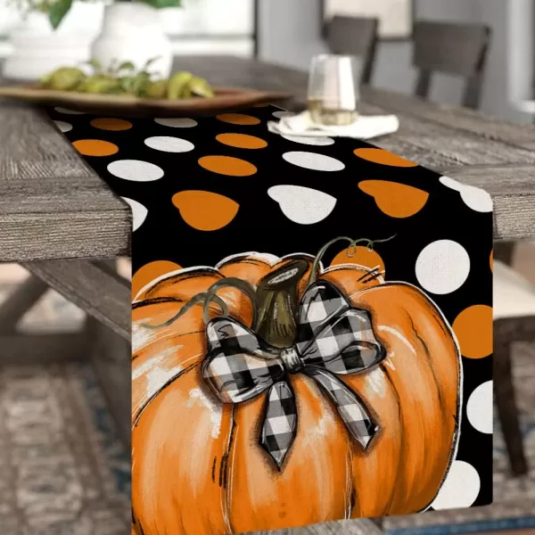 ARKENY Fall Thanksgiving Pumpkin Orange White Polk Dots Table Runner 13x72 InchesSeasonal Burlap Farmhouse Indoor Kitchen Dining Table Decoration for Home Party AT23672ARKENY Fall Thanksgiving Pumpkin Orange White Polk Dots Table Runner 13x72 InchesSeasonal Burlap Farmhouse Indoor Kitchen Dining Table Decoration for Home Party AT23672