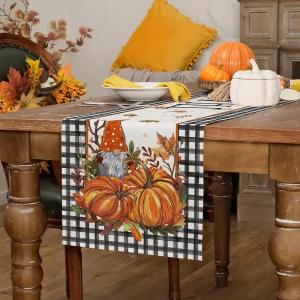 ARKENY Fall Thanksgiving Table Runner 13x36 InchesPumpkins Leaves DwarfSeasonal Thankful Burlap Farmhouse Buffalo Plaid Indoor Outdoor Autumn Table Runner for Home AT44136Buffalo Plaid Table Runner  13X120