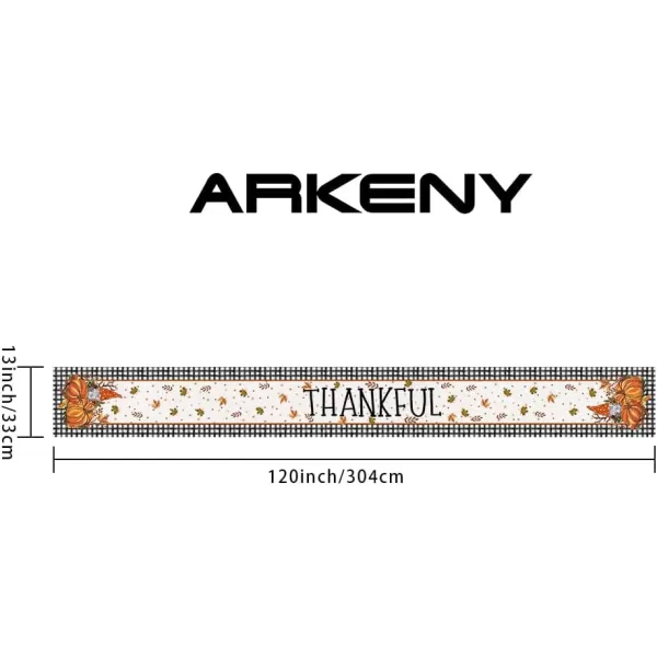 ARKENY Fall Thanksgiving Table Runner 13x36 InchesPumpkins Leaves DwarfSeasonal Thankful Burlap Farmhouse Buffalo Plaid Indoor Outdoor Autumn Table Runner for Home AT44136Buffalo Plaid Table Runner  13X120