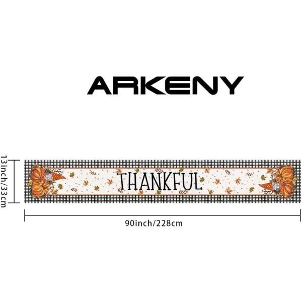 ARKENY Fall Thanksgiving Table Runner 13x36 InchesPumpkins Leaves DwarfSeasonal Thankful Burlap Farmhouse Buffalo Plaid Indoor Outdoor Autumn Table Runner for Home AT44136Buffalo Plaid Table Runner  13X90