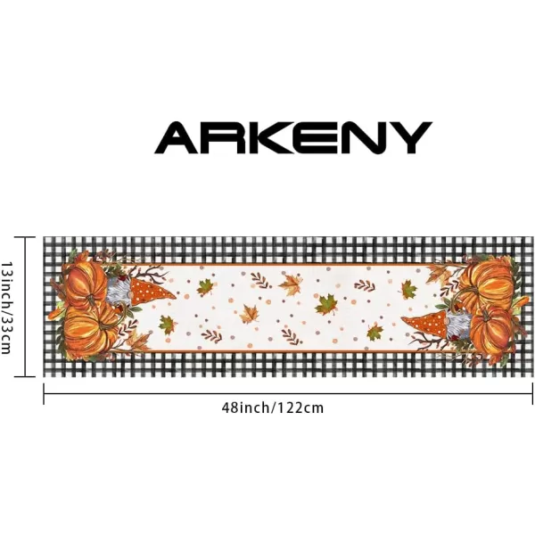 ARKENY Fall Thanksgiving Table Runner 13x36 InchesPumpkins Leaves DwarfSeasonal Thankful Burlap Farmhouse Buffalo Plaid Indoor Outdoor Autumn Table Runner for Home AT44136Buffalo Plaid Table Runner  13X48