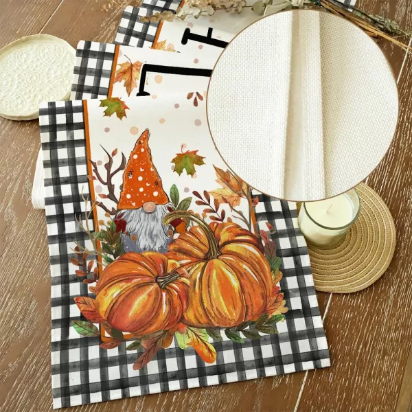 ARKENY Fall Thanksgiving Table Runner 13x36 InchesPumpkins Leaves DwarfSeasonal Thankful Burlap Farmhouse Buffalo Plaid Indoor Outdoor Autumn Table Runner for Home AT44136Buffalo Plaid Table Runner  13X120