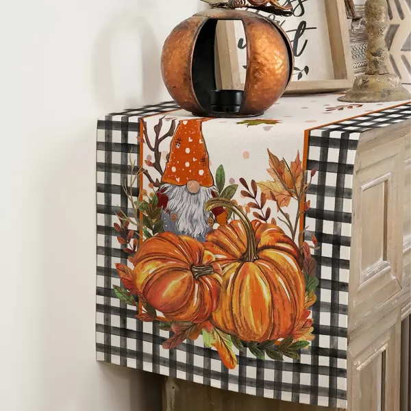 ARKENY Fall Thanksgiving Table Runner 13x36 InchesPumpkins Leaves DwarfSeasonal Thankful Burlap Farmhouse Buffalo Plaid Indoor Outdoor Autumn Table Runner for Home AT44136Buffalo Plaid Table Runner  13X120