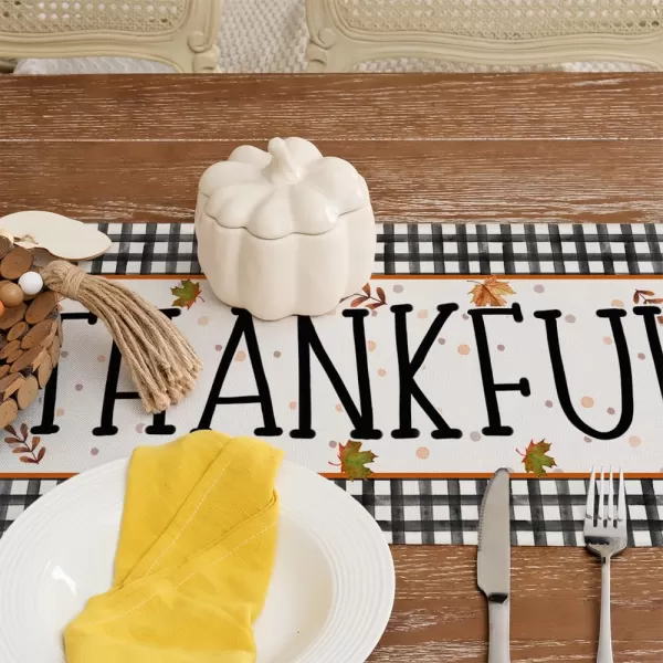 ARKENY Fall Thanksgiving Table Runner 13x36 InchesPumpkins Leaves DwarfSeasonal Thankful Burlap Farmhouse Buffalo Plaid Indoor Outdoor Autumn Table Runner for Home AT44136Buffalo Plaid Table Runner  13X60