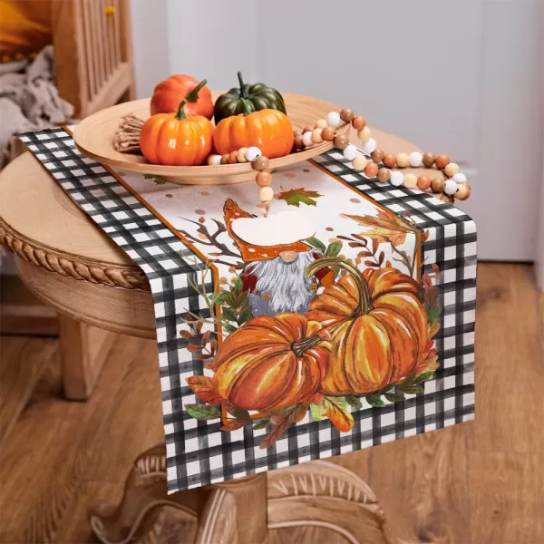 ARKENY Fall Thanksgiving Table Runner 13x36 InchesPumpkins Leaves DwarfSeasonal Thankful Burlap Farmhouse Buffalo Plaid Indoor Outdoor Autumn Table Runner for Home AT44136Buffalo Plaid Table Runner  13X48