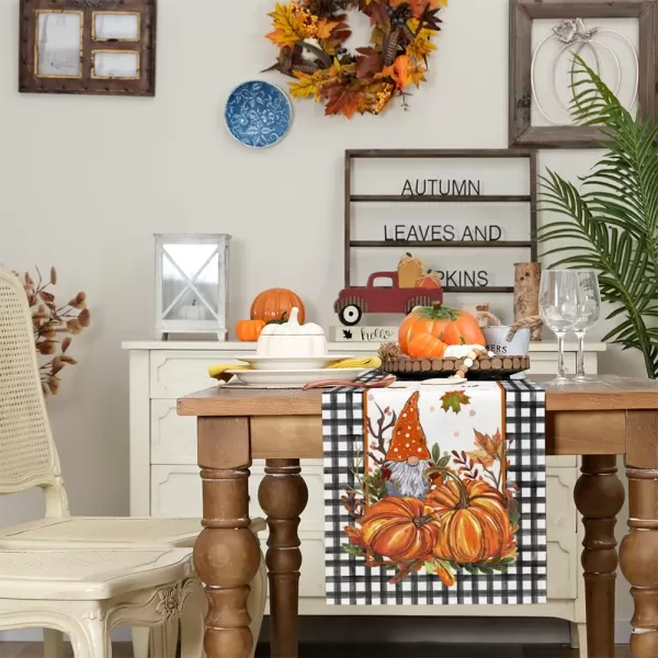 ARKENY Fall Thanksgiving Table Runner 13x36 InchesPumpkins Leaves DwarfSeasonal Thankful Burlap Farmhouse Buffalo Plaid Indoor Outdoor Autumn Table Runner for Home AT44136Buffalo Plaid Table Runner  13X108