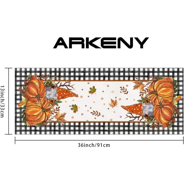 ARKENY Fall Thanksgiving Table Runner 13x36 InchesPumpkins Leaves DwarfSeasonal Thankful Burlap Farmhouse Buffalo Plaid Indoor Outdoor Autumn Table Runner for Home AT44136Buffalo Plaid Table Runner  13X36