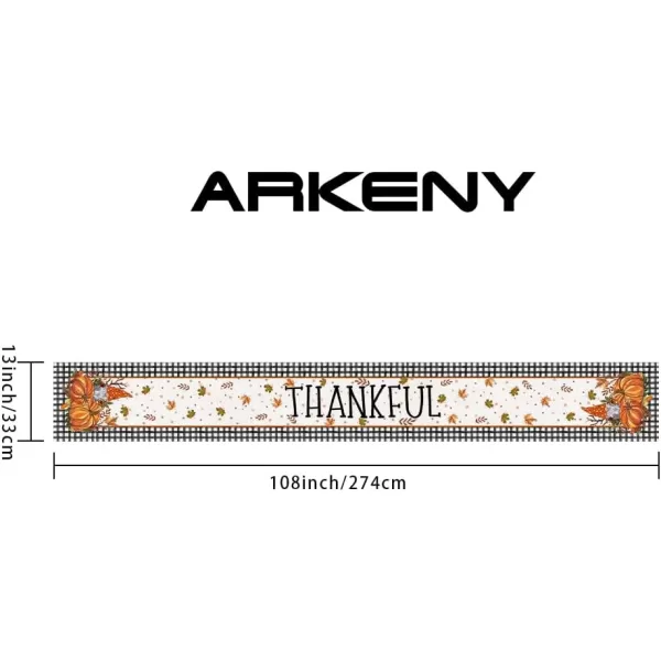 ARKENY Fall Thanksgiving Table Runner 13x36 InchesPumpkins Leaves DwarfSeasonal Thankful Burlap Farmhouse Buffalo Plaid Indoor Outdoor Autumn Table Runner for Home AT44136Buffalo Plaid Table Runner  13X108