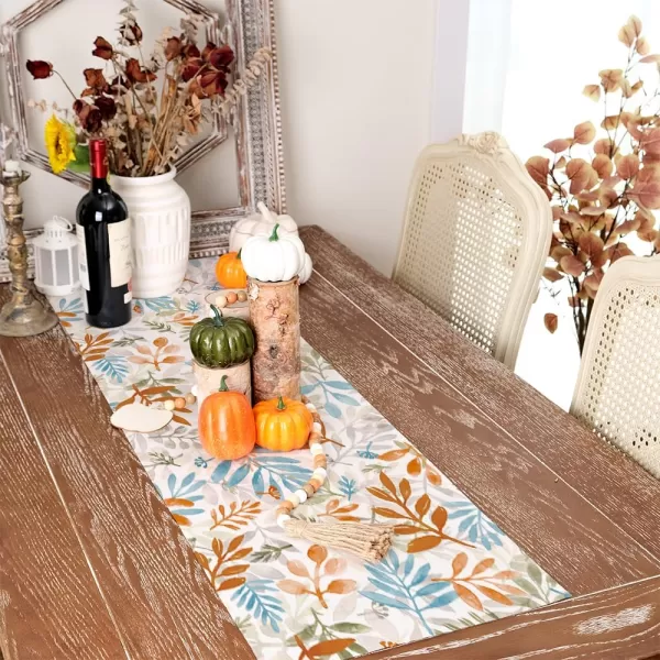 ARKENY Fall Thanksgiving Table Runner 13x72 InchesFloral Leaves Seasonal Burlap Farmhouse Indoor Outdoor Autumn Table Runner for Home AT49172Multi Color Table Runner  13X48
