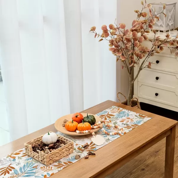 ARKENY Fall Thanksgiving Table Runner 13x72 InchesFloral Leaves Seasonal Burlap Farmhouse Indoor Outdoor Autumn Table Runner for Home AT49172Multi Color Table Runner  13X48