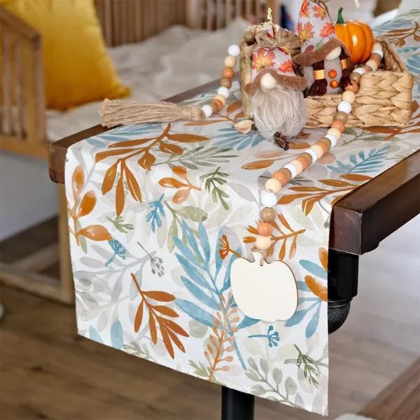 ARKENY Fall Thanksgiving Table Runner 13x72 InchesFloral Leaves Seasonal Burlap Farmhouse Indoor Outdoor Autumn Table Runner for Home AT49172Multi Color Table Runner  13X48