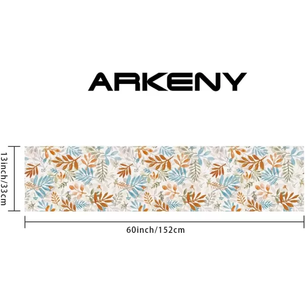 ARKENY Fall Thanksgiving Table Runner 13x72 InchesFloral Leaves Seasonal Burlap Farmhouse Indoor Outdoor Autumn Table Runner for Home AT49172Multi Color Table Runner  13X60