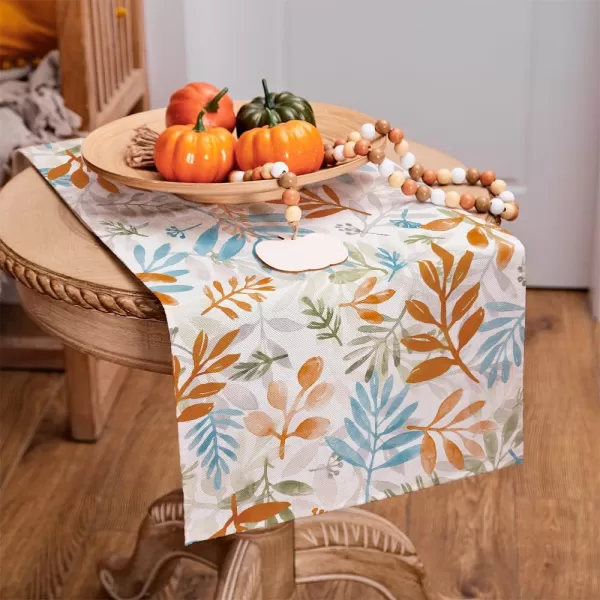 ARKENY Fall Thanksgiving Table Runner 13x72 InchesFloral Leaves Seasonal Burlap Farmhouse Indoor Outdoor Autumn Table Runner for Home AT49172Multi Color Table Runner  13X48