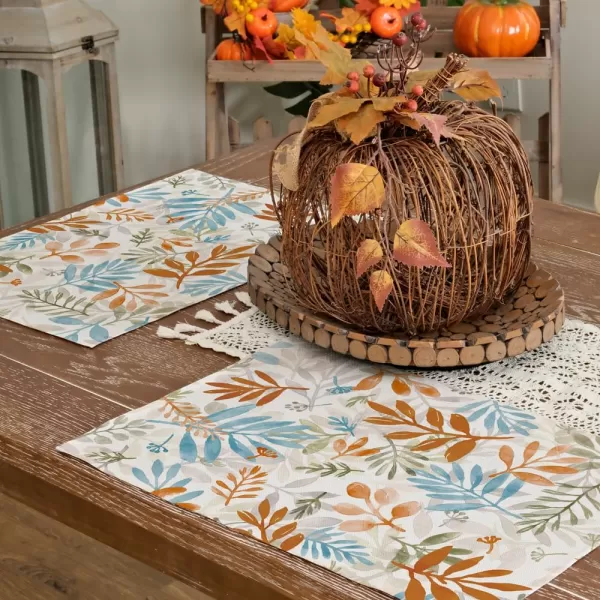 ARKENY Fall Thanksgiving Table Runner 13x72 InchesFloral Leaves Seasonal Burlap Farmhouse Indoor Outdoor Autumn Table Runner for Home AT49172Multicolor Placemats Set of 4  12X18