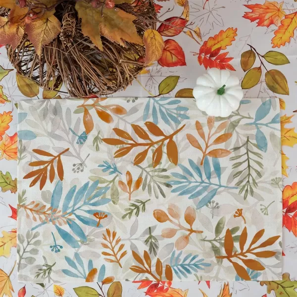 ARKENY Fall Thanksgiving Table Runner 13x72 InchesFloral Leaves Seasonal Burlap Farmhouse Indoor Outdoor Autumn Table Runner for Home AT49172Multicolor Placemats Set of 4  12X18