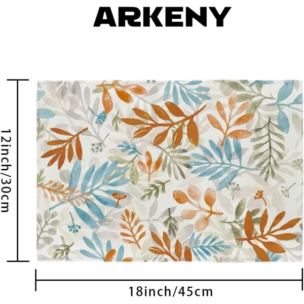 ARKENY Fall Thanksgiving Table Runner 13x72 InchesFloral Leaves Seasonal Burlap Farmhouse Indoor Outdoor Autumn Table Runner for Home AT49172Multicolor Placemats Set of 4  12X18