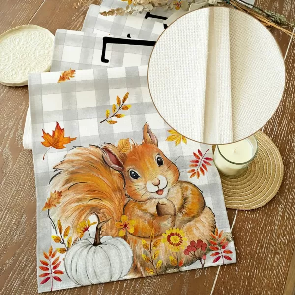 ARKENY Fall Thanksgiving Table Runner 13x72 InchesSquirrel Pumpkins Maple Leaves Seasonal Burlap Gray Plaid Farmhouse Indoor Outdoor Autumn Table Runner for Home AT49572ARKENY Fall Thanksgiving Table Runner 13x72 InchesSquirrel Pumpkins Maple Leaves Seasonal Burlap Gray Plaid Farmhouse Indoor Outdoor Autumn Table Runner for Home AT49572