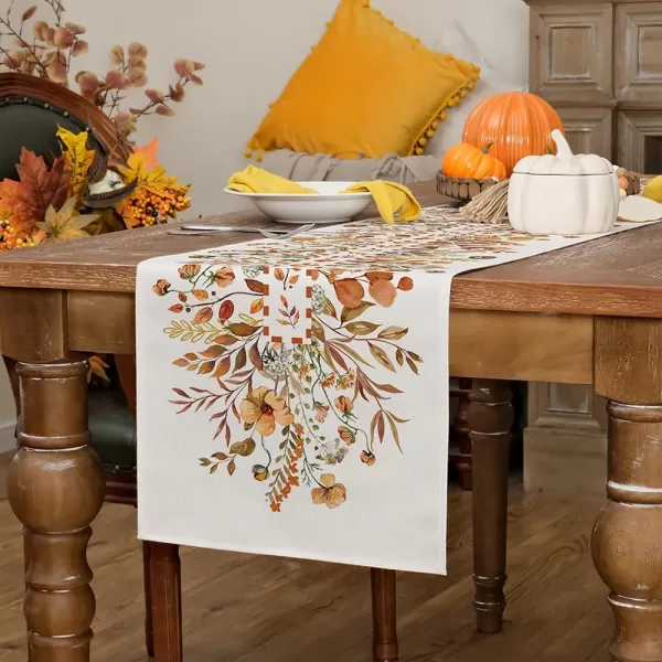 ARKENY Fall Thanksgiving Table Runner 13x72 InchesWildflower Leaves Floral Seasonal Burlap Farmhouse Indoor Outdoor Autumn Table Runner for Home AT48972ARKENY Fall Thanksgiving Table Runner 13x72 InchesWildflower Leaves Floral Seasonal Burlap Farmhouse Indoor Outdoor Autumn Table Runner for Home AT48972