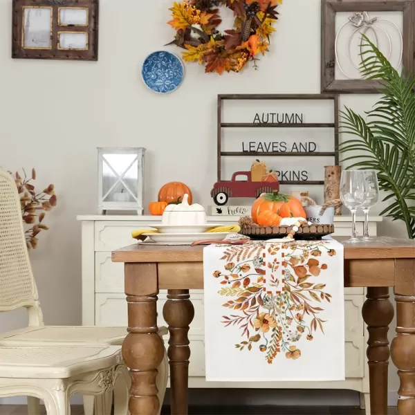 ARKENY Fall Thanksgiving Table Runner 13x72 InchesWildflower Leaves Floral Seasonal Burlap Farmhouse Indoor Outdoor Autumn Table Runner for Home AT48972ARKENY Fall Thanksgiving Table Runner 13x72 InchesWildflower Leaves Floral Seasonal Burlap Farmhouse Indoor Outdoor Autumn Table Runner for Home AT48972