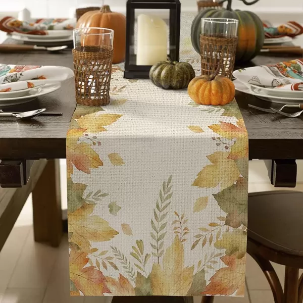 ARKENY Fall Thanksgiving Yellow Maple Leaf Table Runner 13x72 InchesSeasonal Burlap Farmhouse Indoor Kitchen Dining Table Decoration for Home Party AT02372ARKENY Fall Thanksgiving Yellow Maple Leaf Table Runner 13x72 InchesSeasonal Burlap Farmhouse Indoor Kitchen Dining Table Decoration for Home Party AT02372