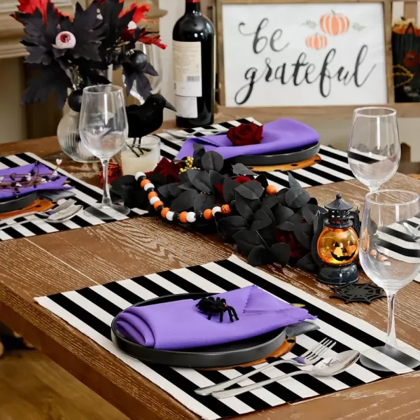 ARKENY Halloween Placemats 12x18 Inches Set of 4 Pumpkin Polka Dots Seasonal Burlap Stripe Farmhouse Indoor Kitchen Dining Table Decorations for Home Party AP45318Multicolor Placemats Set of 4  12X18