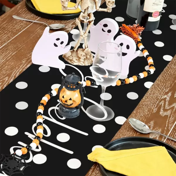 ARKENY Halloween Placemats 12x18 Inches Set of 4 Pumpkin Polka Dots Seasonal Burlap Stripe Farmhouse Indoor Kitchen Dining Table Decorations for Home Party AP45318Multi Color Table Runner  13X72