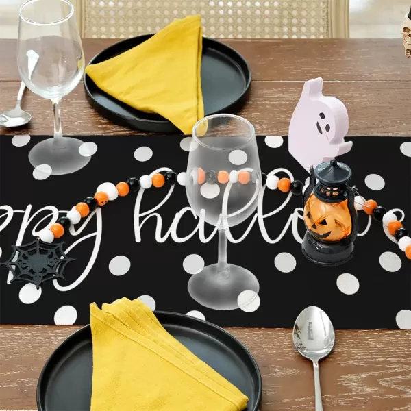 ARKENY Halloween Placemats 12x18 Inches Set of 4 Pumpkin Polka Dots Seasonal Burlap Stripe Farmhouse Indoor Kitchen Dining Table Decorations for Home Party AP45318Multi Color Table Runner  13X72