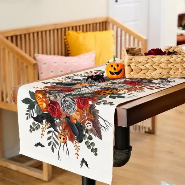 ARKENY Halloween Pumpkin Flower Spider Web Bat Placemats 12x18 Inches Set of 4Seasonal Farmhouse Indoor Kitchen Dining Table Decorations for Home Party AP16418Multi Color Table Runner  13X48